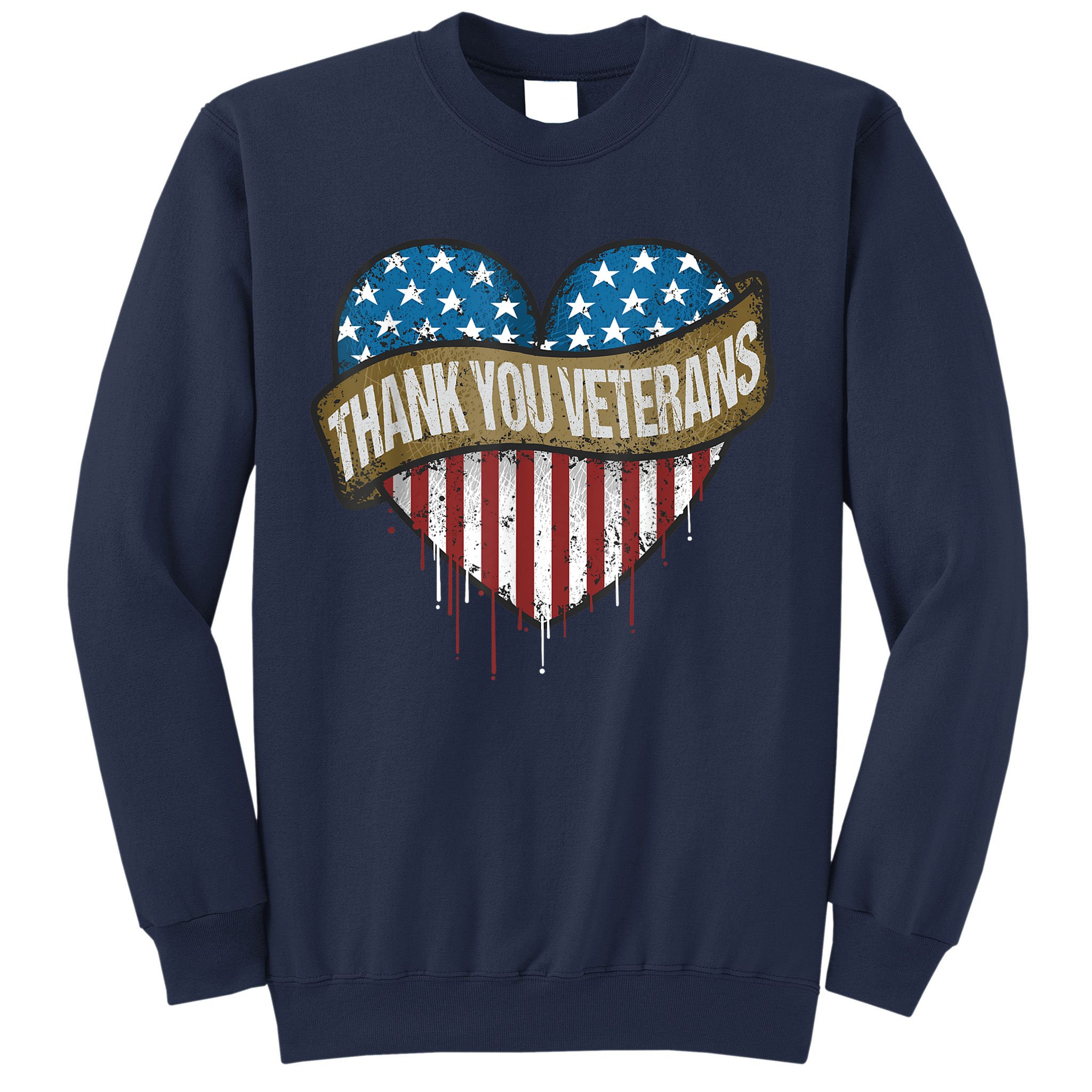 Thank You Veterans Day American Flag Heart Military Army Sweatshirt