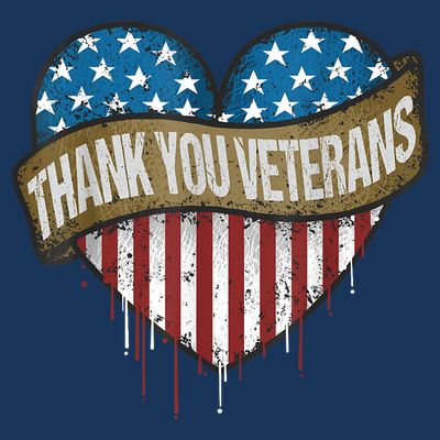 Thank You Veterans Day American Flag Heart Military Army T-Shirt