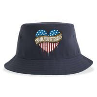 Thank You Veterans Day American Flag Heart Military Army Sustainable Bucket Hat