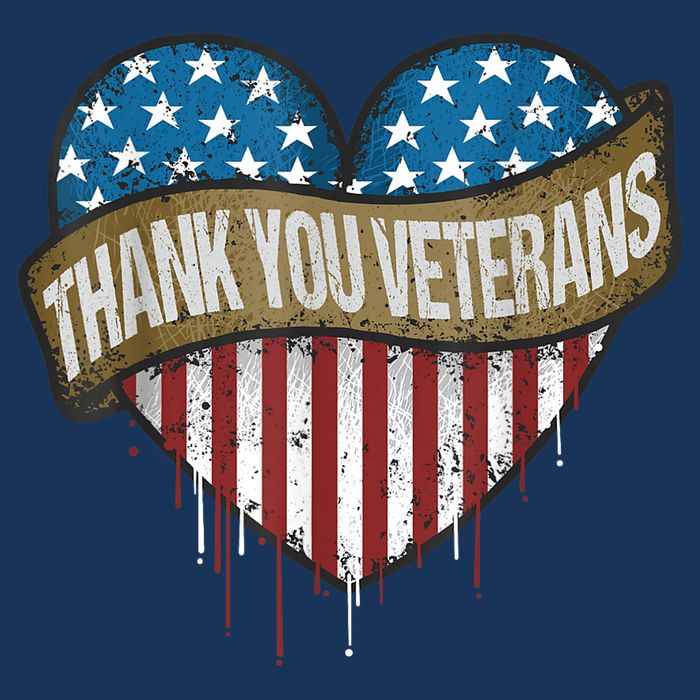 Thank You Veterans Day American Flag Heart Military Army Sustainable Bucket Hat