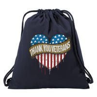 Thank You Veterans Day American Flag Heart Military Army Drawstring Bag