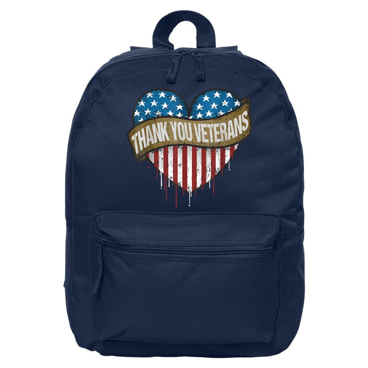 Thank You Veterans Day American Flag Heart Military Army 16 in Basic Backpack
