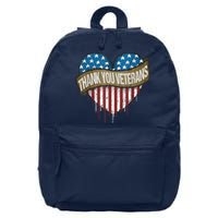 Thank You Veterans Day American Flag Heart Military Army 16 in Basic Backpack