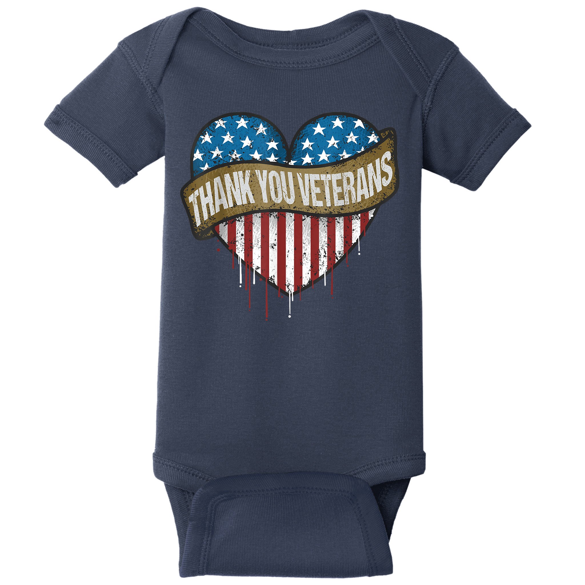 Thank You Veterans Day American Flag Heart Military Army Baby Bodysuit