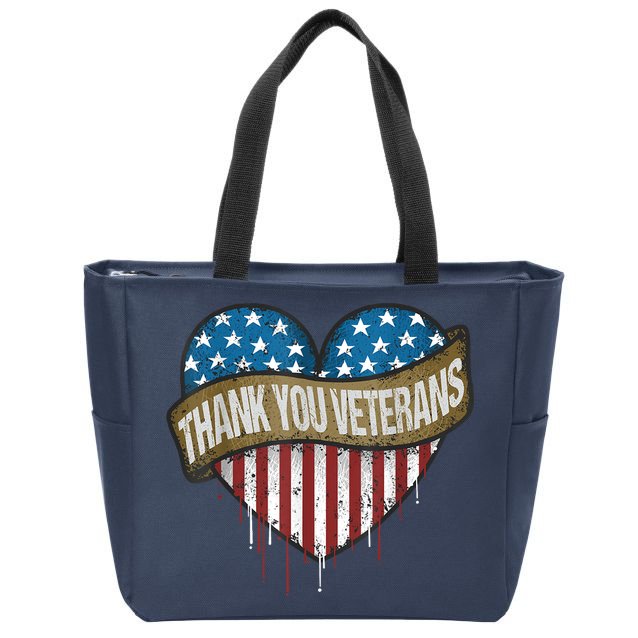 Thank You Veterans Day American Flag Heart Military Army Zip Tote Bag