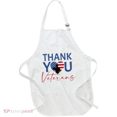 Thank You Veterans American Flag Proud Veteran Gift Full-Length Apron With Pockets