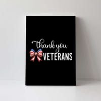 Thank You Veterans Patriotic Coquette Bow Veterans Day 2024 Gift Canvas