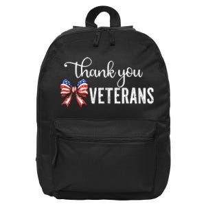 Thank You Veterans Patriotic Coquette Bow Veterans Day 2024 Gift 16 in Basic Backpack