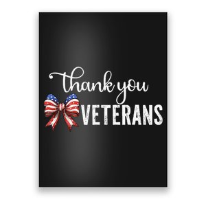 Thank You Veterans Patriotic Coquette Bow Veterans Day 2024 Gift Poster