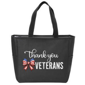 Thank You Veterans Patriotic Coquette Bow Veterans Day 2024 Gift Zip Tote Bag