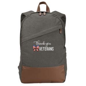 Thank You Veterans Patriotic Coquette Bow Veterans Day 2024 Gift Cotton Canvas Backpack