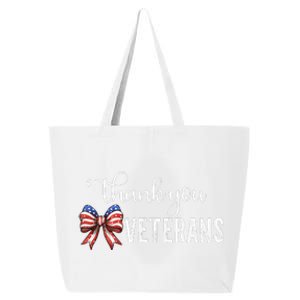 Thank You Veterans Patriotic Coquette Bow Veterans Day 2024 Gift 25L Jumbo Tote