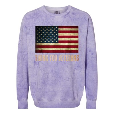 Thank You Veterans Day Military Life Army Affairs Grateful Colorblast Crewneck Sweatshirt