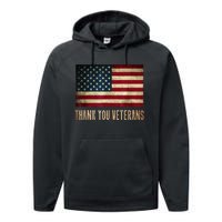 Thank You Veterans Day Military Life Army Affairs Grateful Performance Fleece Hoodie