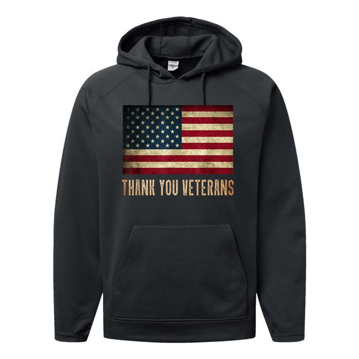 Thank You Veterans Day Military Life Army Affairs Grateful Performance Fleece Hoodie