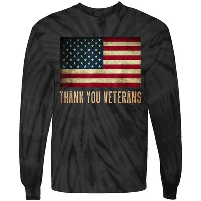 Thank You Veterans Day Military Life Army Affairs Grateful Tie-Dye Long Sleeve Shirt