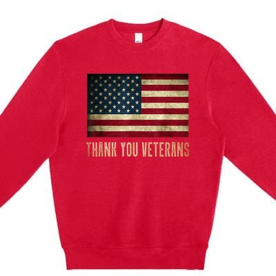 Thank You Veterans Day Military Life Army Affairs Grateful Premium Crewneck Sweatshirt