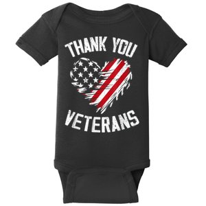 Thank You Veterans Patriotic American Flag Veterans Day 2024 Baby Bodysuit