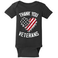 Thank You Veterans Patriotic American Flag Veterans Day 2024 Baby Bodysuit