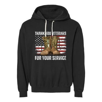 Thank You! Veterans Day & Memorial Day Partiotic Military Garment-Dyed Fleece Hoodie