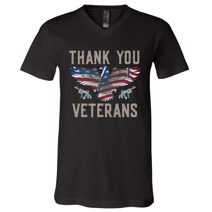 Thank You Veterans Will Make An Amazing Veterans Day US Eagle V-Neck T-Shirt