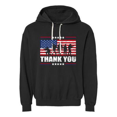 Thank You Veterans American Flag Patriotic Veteran Garment-Dyed Fleece Hoodie