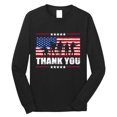 Thank You Veterans American Flag Patriotic Veteran Long Sleeve Shirt
