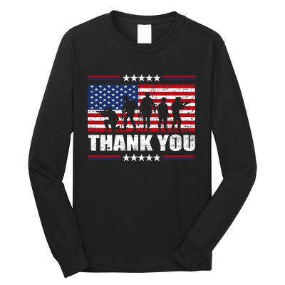 Thank You Veterans American Flag Patriotic Veteran Long Sleeve Shirt