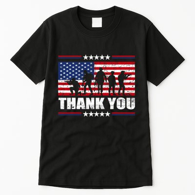 Thank You Veterans American Flag Patriotic Veteran Tall T-Shirt