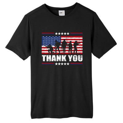 Thank You Veterans American Flag Patriotic Veteran Tall Fusion ChromaSoft Performance T-Shirt