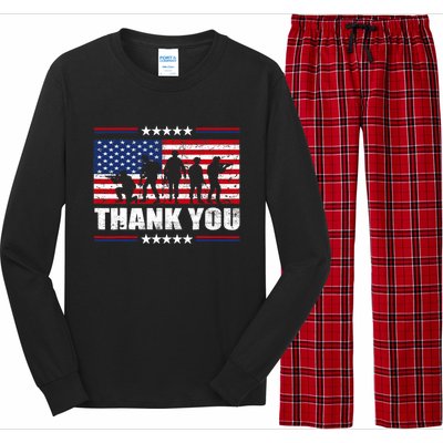 Thank You Veterans American Flag Patriotic Veteran Long Sleeve Pajama Set