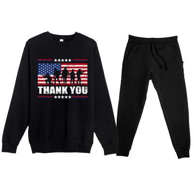 Thank You Veterans American Flag Patriotic Veteran Premium Crewneck Sweatsuit Set