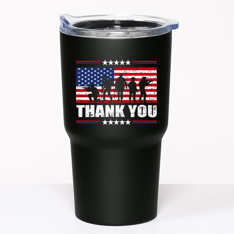 Thank You Veterans American Flag Patriotic Veteran Tumbler
