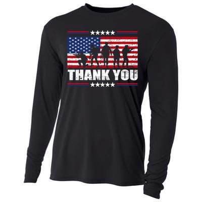 Thank You Veterans American Flag Patriotic Veteran Cooling Performance Long Sleeve Crew