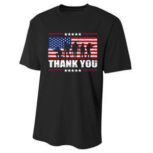 Thank You Veterans American Flag Patriotic Veteran Performance Sprint T-Shirt