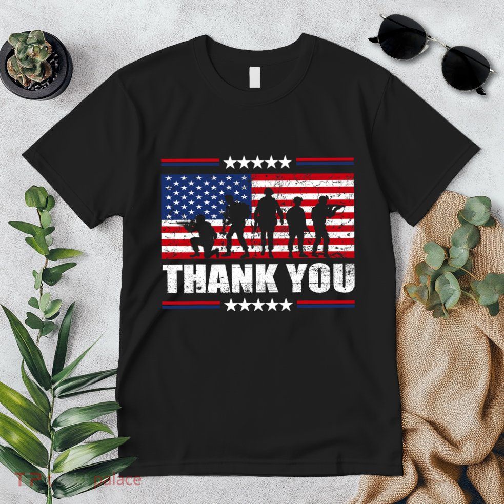Thank You Veterans American Flag Patriotic Veteran Premium T-Shirt
