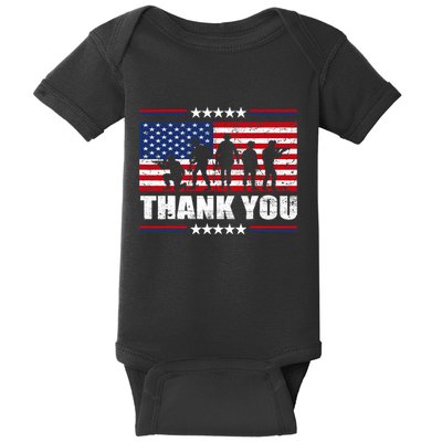 Thank You Veterans American Flag Patriotic Veteran Baby Bodysuit