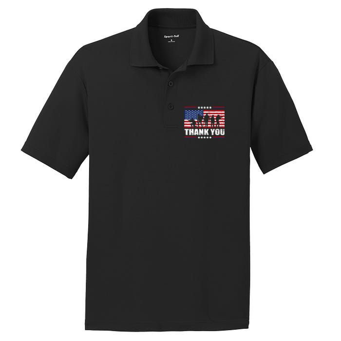 Thank You Veterans American Flag Patriotic Veteran PosiCharge RacerMesh Polo