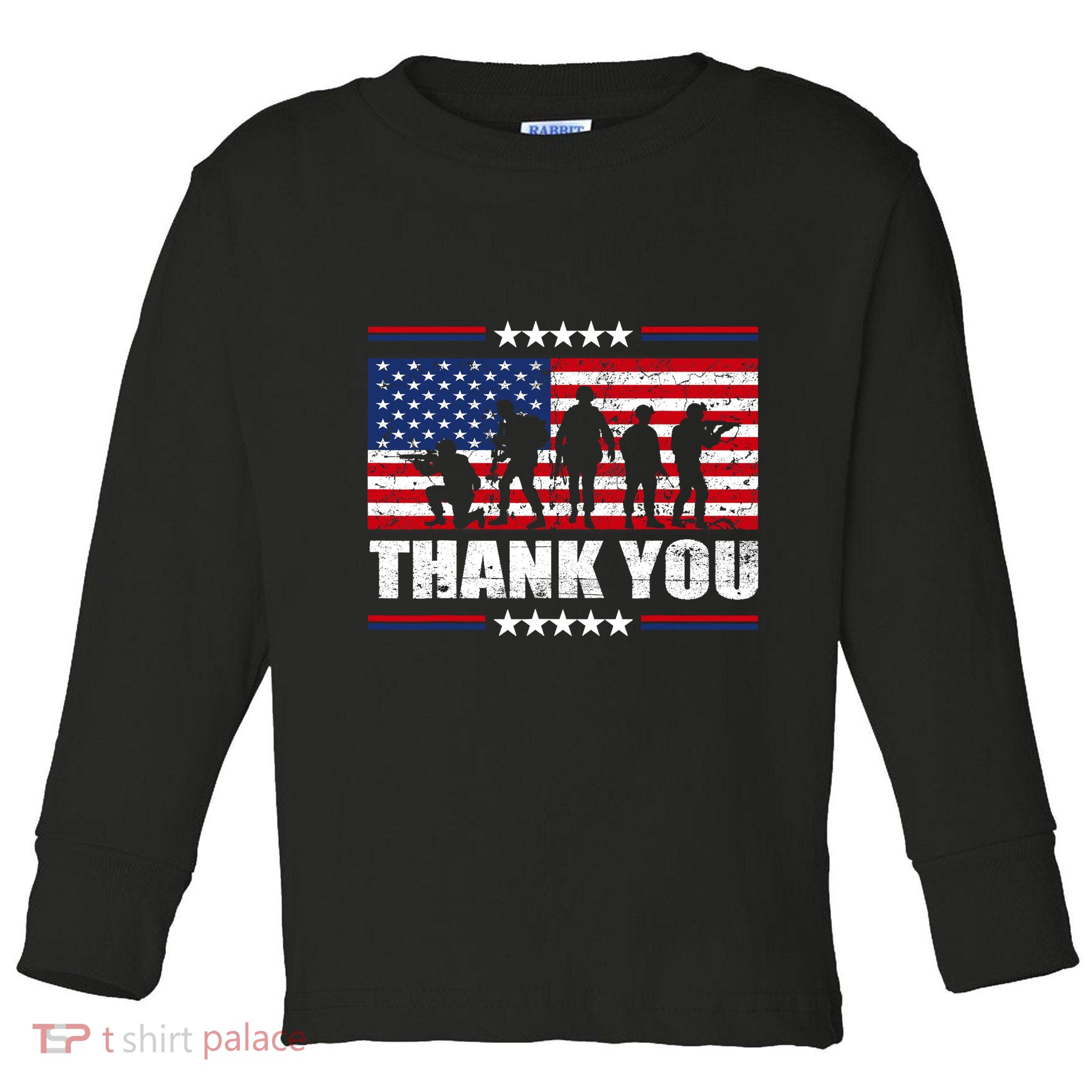 Thank You Veterans American Flag Patriotic Veteran Toddler Long Sleeve Shirt