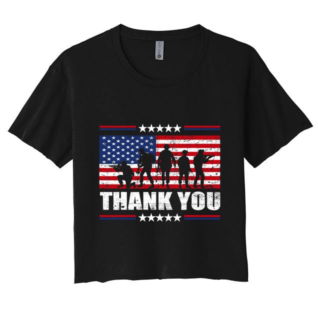Thank You Veterans American Flag Patriotic Veteran Crop Top