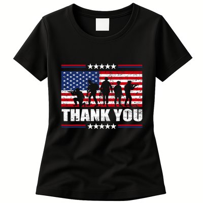 Thank You Veterans American Flag Patriotic Veteran Womens T-Shirt