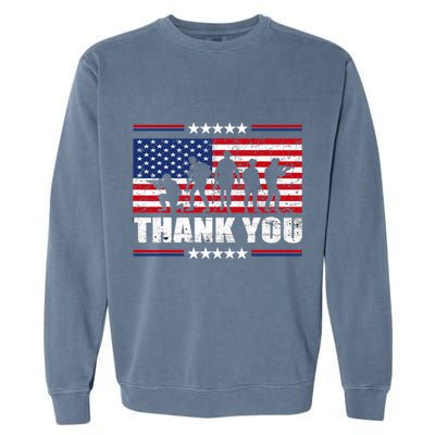 Thank You Veterans American Flag Patriotic Veteran Garment-Dyed Sweatshirt