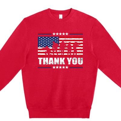 Thank You Veterans American Flag Patriotic Veteran Premium Crewneck Sweatshirt