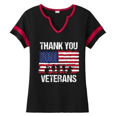 Thank You! Veterans Day & Memorial Day Partiotic Military Ladies Halftime Notch Neck Tee