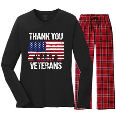 Thank You! Veterans Day & Memorial Day Partiotic Military Women's Long Sleeve Flannel Pajama Set 