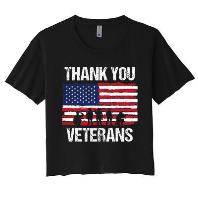 Thank You! Veterans Day & Memorial Day Partiotic Military Women's Crop Top Tee