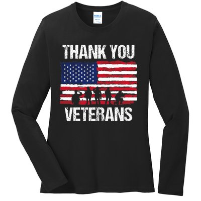 Thank You! Veterans Day & Memorial Day Partiotic Military Ladies Long Sleeve Shirt