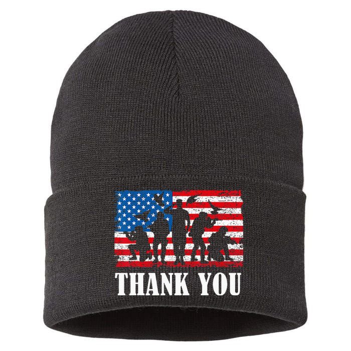 Thank You! Veterans Day & Memorial Day Partiotic Military Sustainable Knit Beanie