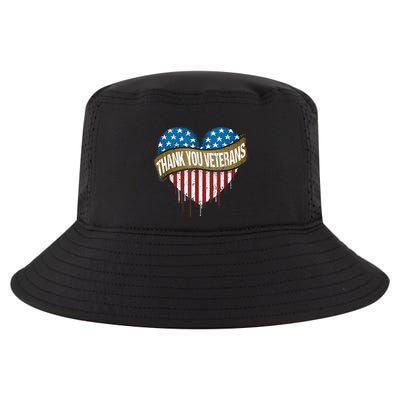 Thank You Veterans Day American Flag Heart Military Army Cool Comfort Performance Bucket Hat