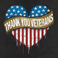 Thank You Veterans Day American Flag Heart Military Army 7 Panel Mesh Trucker Snapback Hat